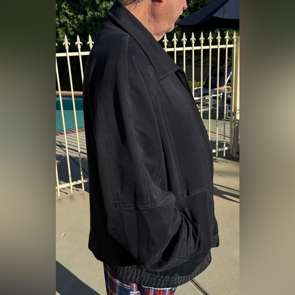Cypress Grove 100% Silk Washed Out Black Zip Up Jacket with Pockets Size XXLT - Picture 10 of 10